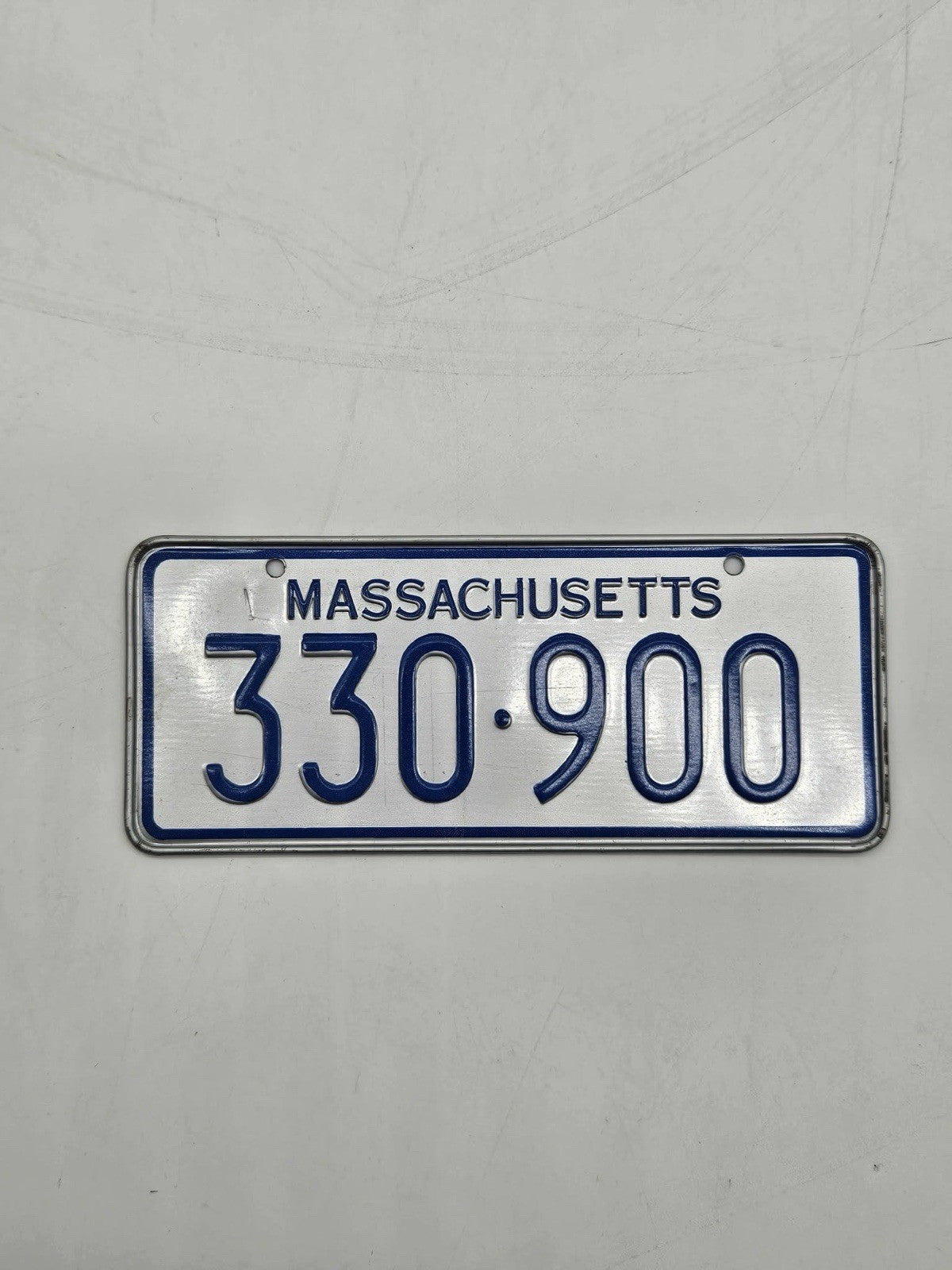 Vintage Cereal Box Prize MASSACHUSETTS Bicycle Metal License Plate 4.75"