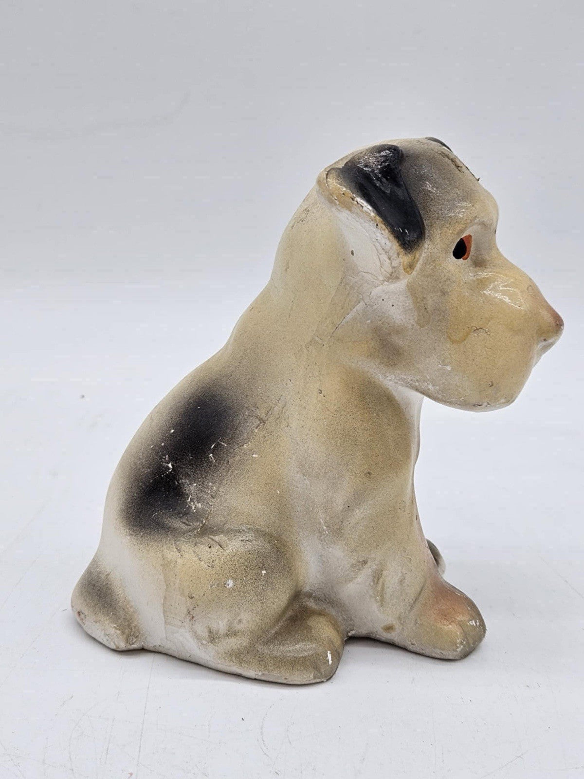 Vintage 1920s or 30s Carnival Chalkware Dog 5.5” Tall  Carnival prize Dog