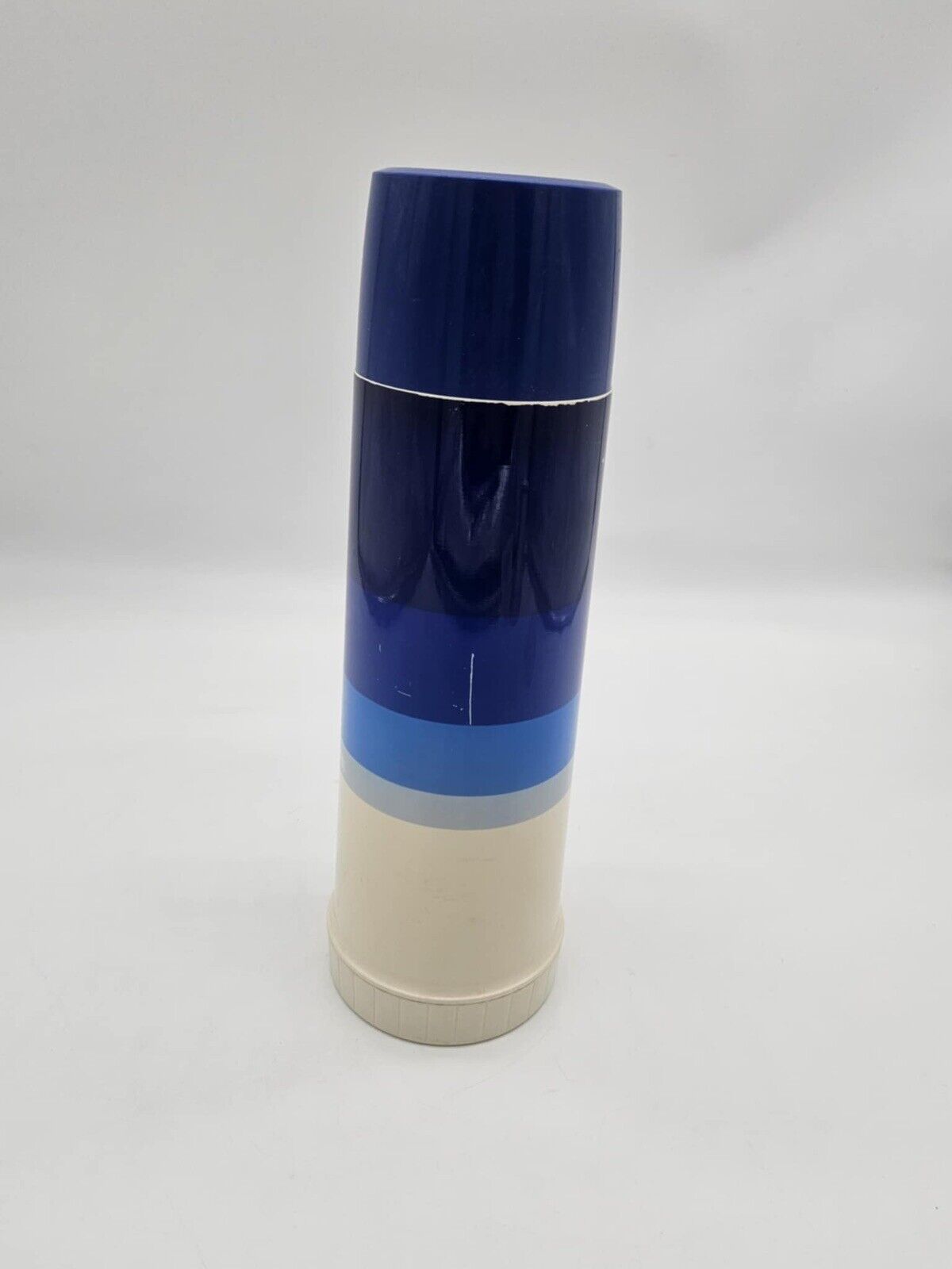 Vintage 1970's Ombre Blue Thermos Insulated Vacuum Bottle King Seely holds 14oz