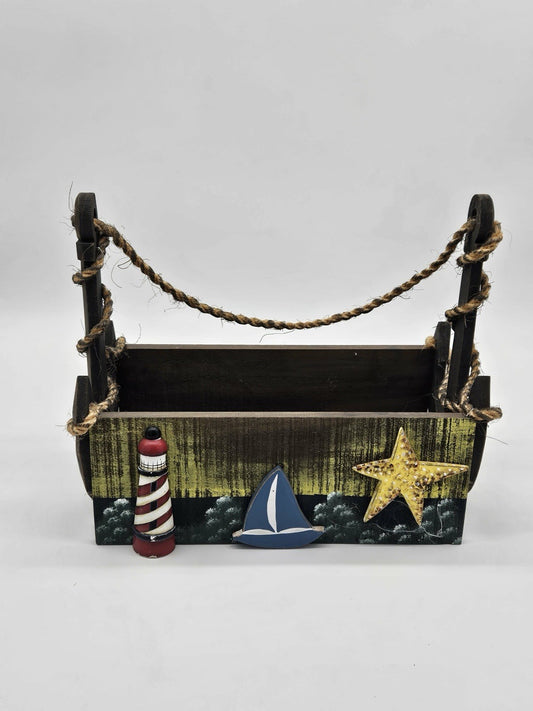 Wooden Nautical Decor Box 13.5 In Long