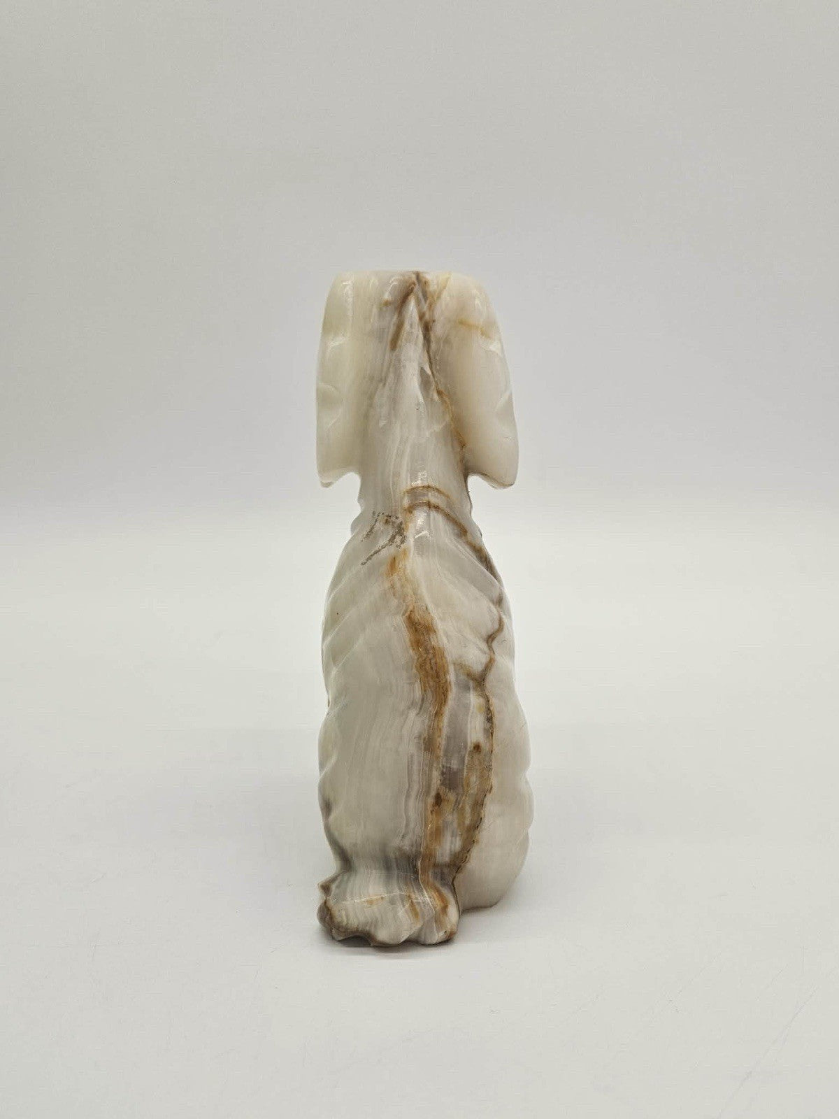 HAND CARVED NATURAL ONYX STONE DOG FIGURE SCULPTURE Small  2.5 Inches