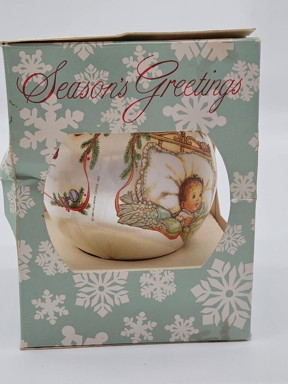 Hallmark 1981 Baby’s First Christmas Ornament Satin Ball Ambassador Vintage