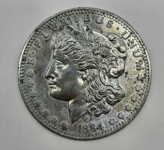 Vintage Oversized 1884 Morgan Dollar Replica, 3" Wide, 3.68mm, Unknown Metal, No