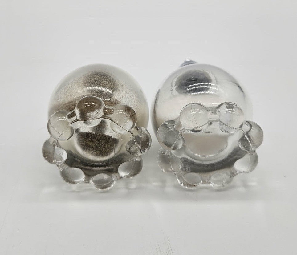 Vintage Glass Salt & Pepper Shaker Set with Chrome Tops