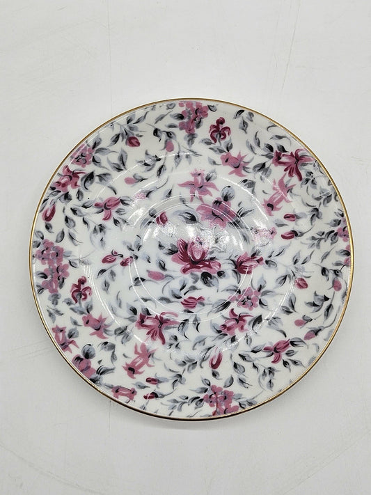 Kasugai Fine China Japan Pink Floral Gold Rim Saucer Plate
