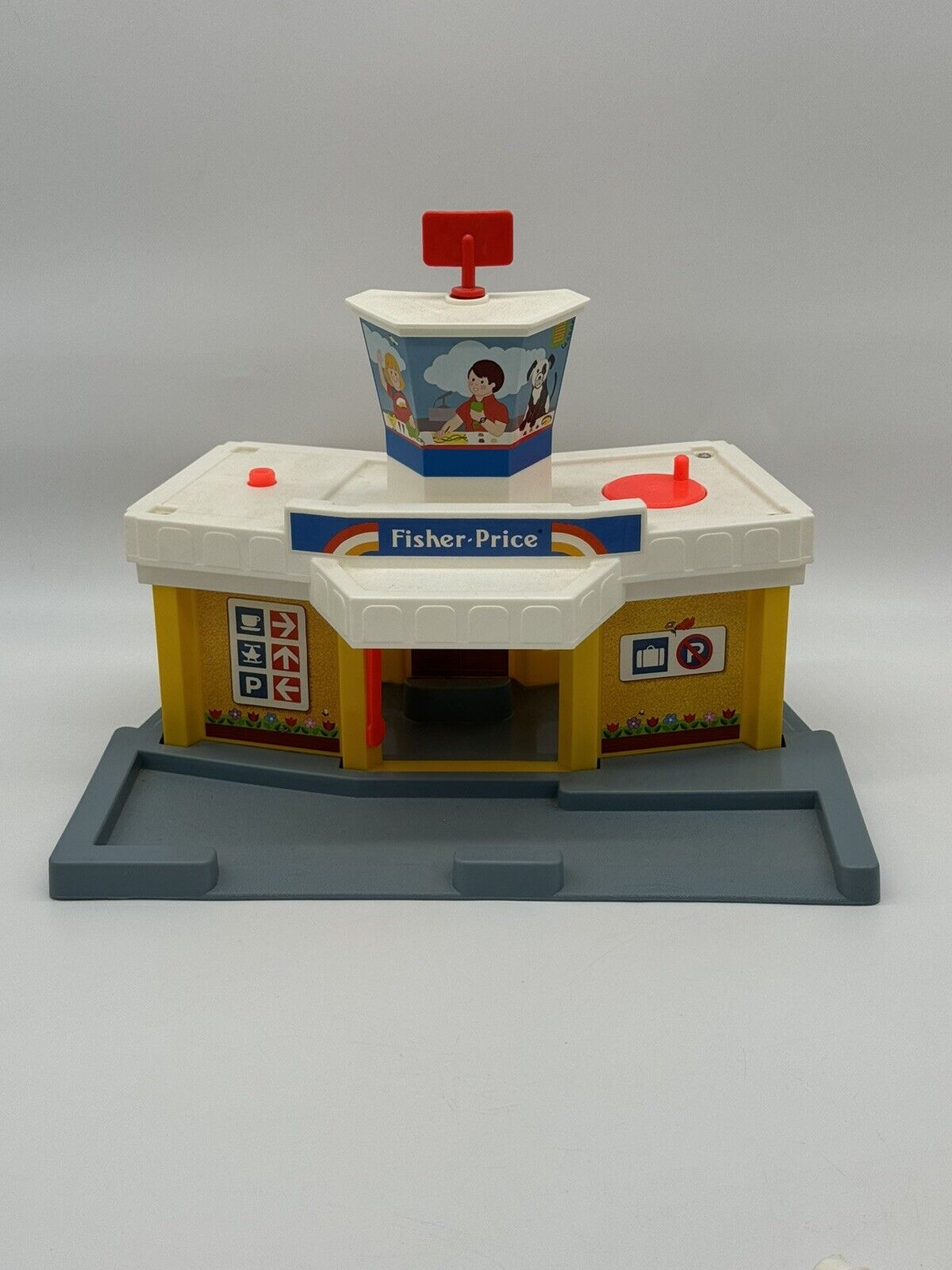 Vintage Fisher Price Little People Airport With Plane, Helicopter& Accessories