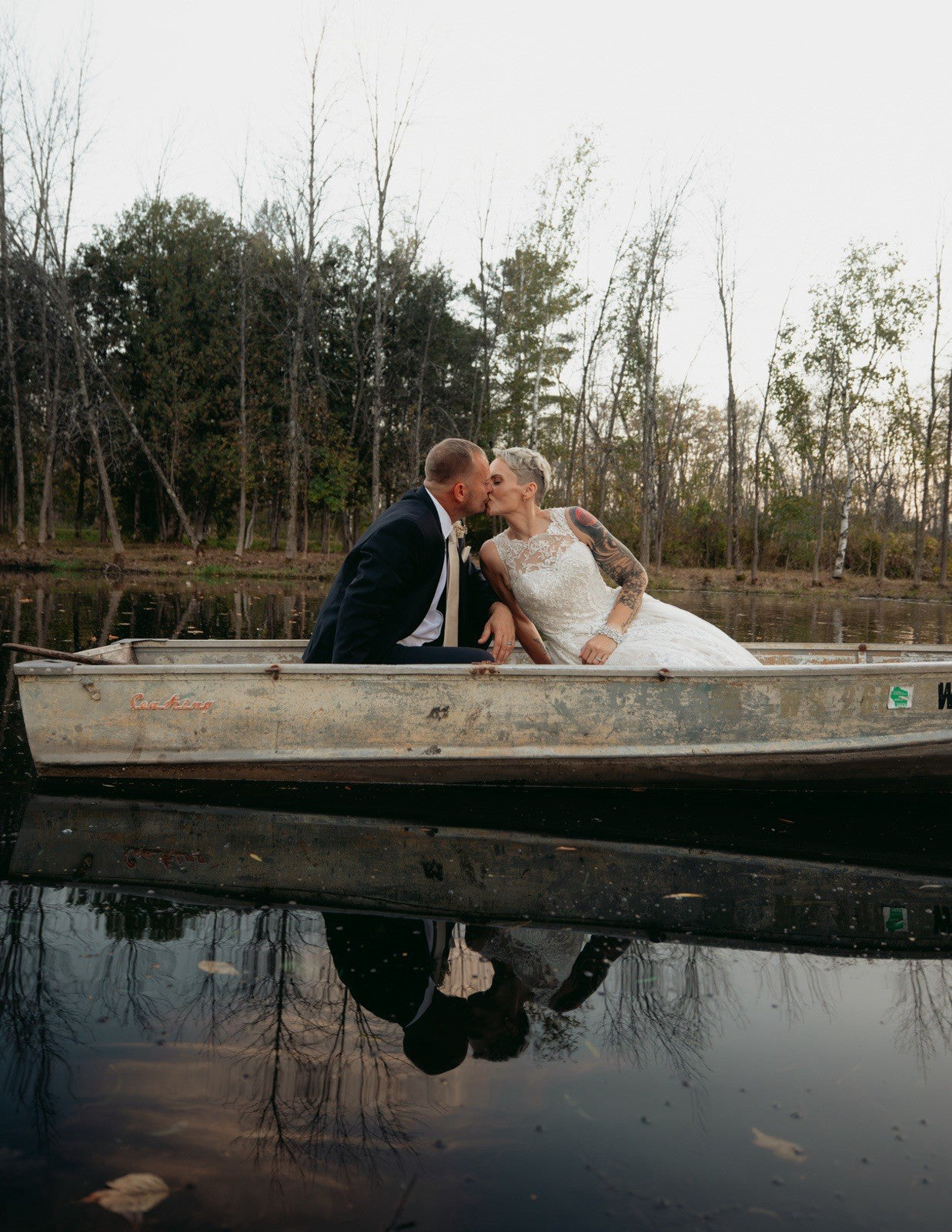 Size 6 - Oleg Cassini - Beaded Lace Wedding Gown - CWG780 - Champagne/Ivory