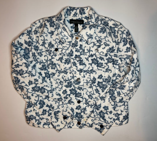 Ralph Lauren Jeans Co Jacket Women’s L White Blue Denim Button Up Floral