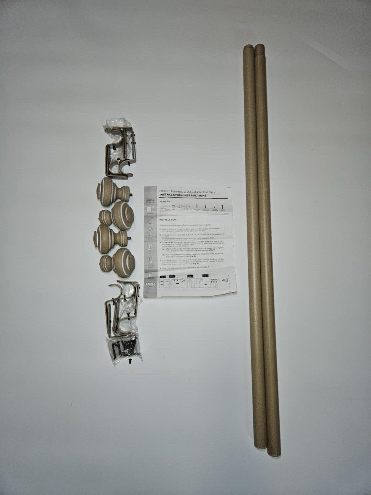 New Adjustable Curtain Rod Set – Wood Finish