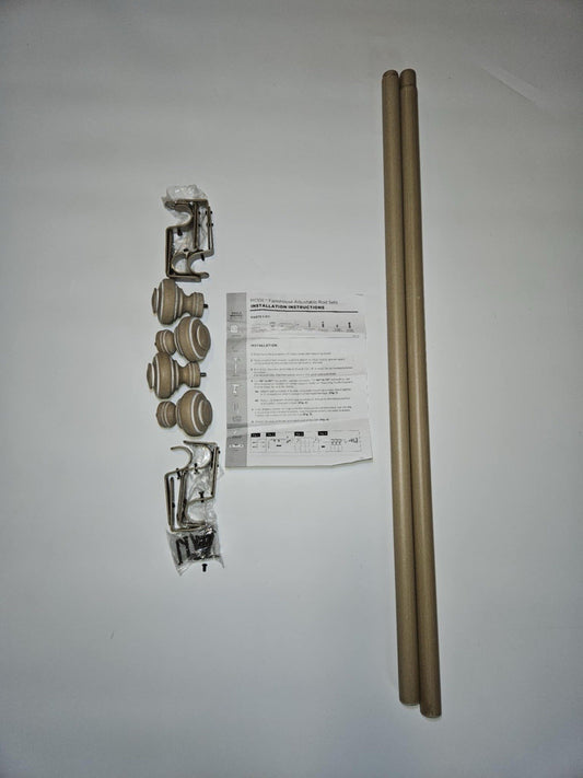 New Adjustable Curtain Rod Set – Wood Finish