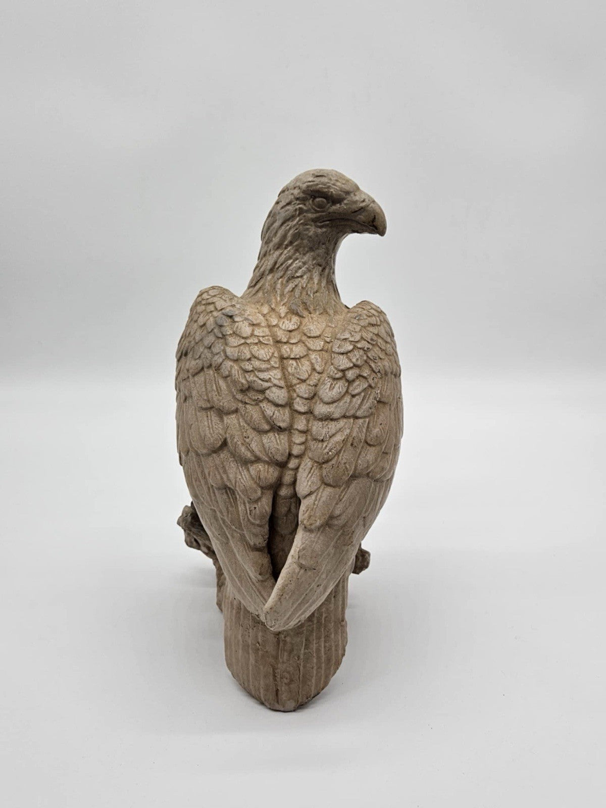 Pressed Stone Eagle Statue Massive Forest Bird Sculpture 14”