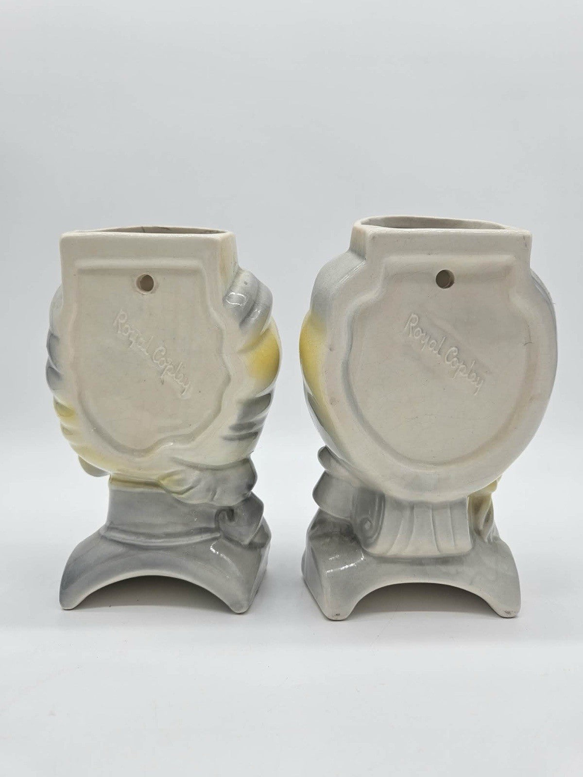 Pair of Royal Copley Blackamoor Head Vases Wall Pockets MCM Ceramic
