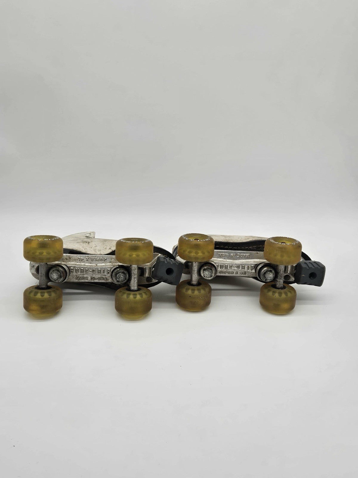 Vintage Sure-Grip Roller Skates White Leather Speed Skates USA Pair