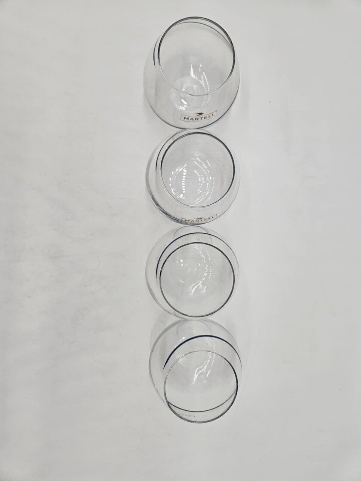 Set of 4 MARTELL COGNAC Crystal GLASSES Balloon SNIFTER Roly Poly Cordon Bleu