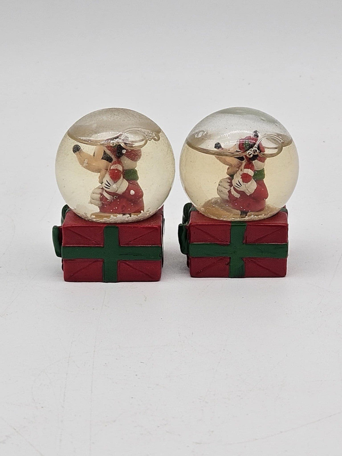 Lot of 2 JC Penney Snow Globes 2” High Disney Mickey Mouse Christmas Xmas 2013
