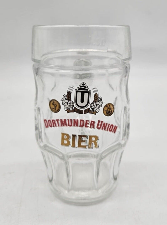 Dortmunder Union Bier Clear Thumbprint Glass Beer Mug 0.2L W Germany Vintage
