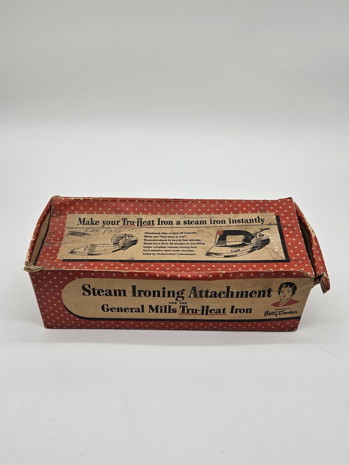 Vtg General Mills Betty Crocker Tru-Heat Iron w/ Steam Attachment