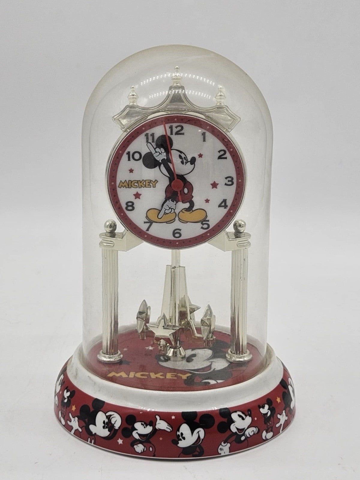 Disney Mickey Mouse Collectible Clock Glass Dome