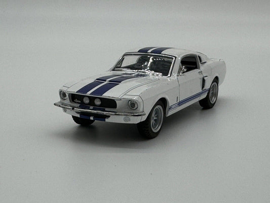 Greenlight White W/Blue Stripes 1967 Shelby GT500  Loose Diecast 1:64 2007 006