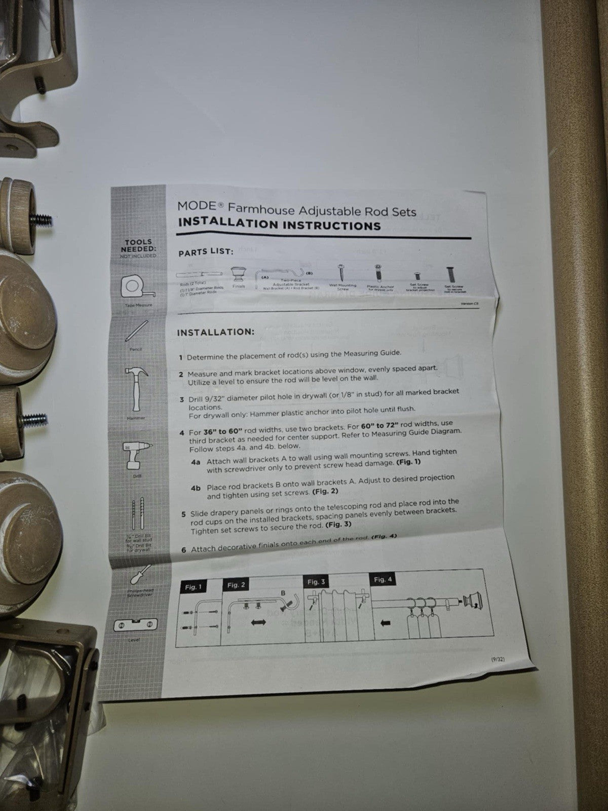 New Adjustable Curtain Rod Set – Wood Finish