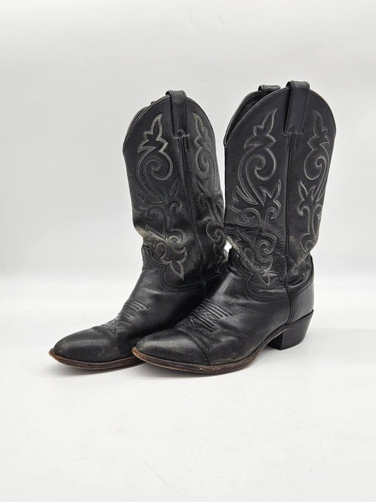 Justin Style 1409 Boots 8.5 EE Men's Western Cowboy Boot Buck Black London Calf