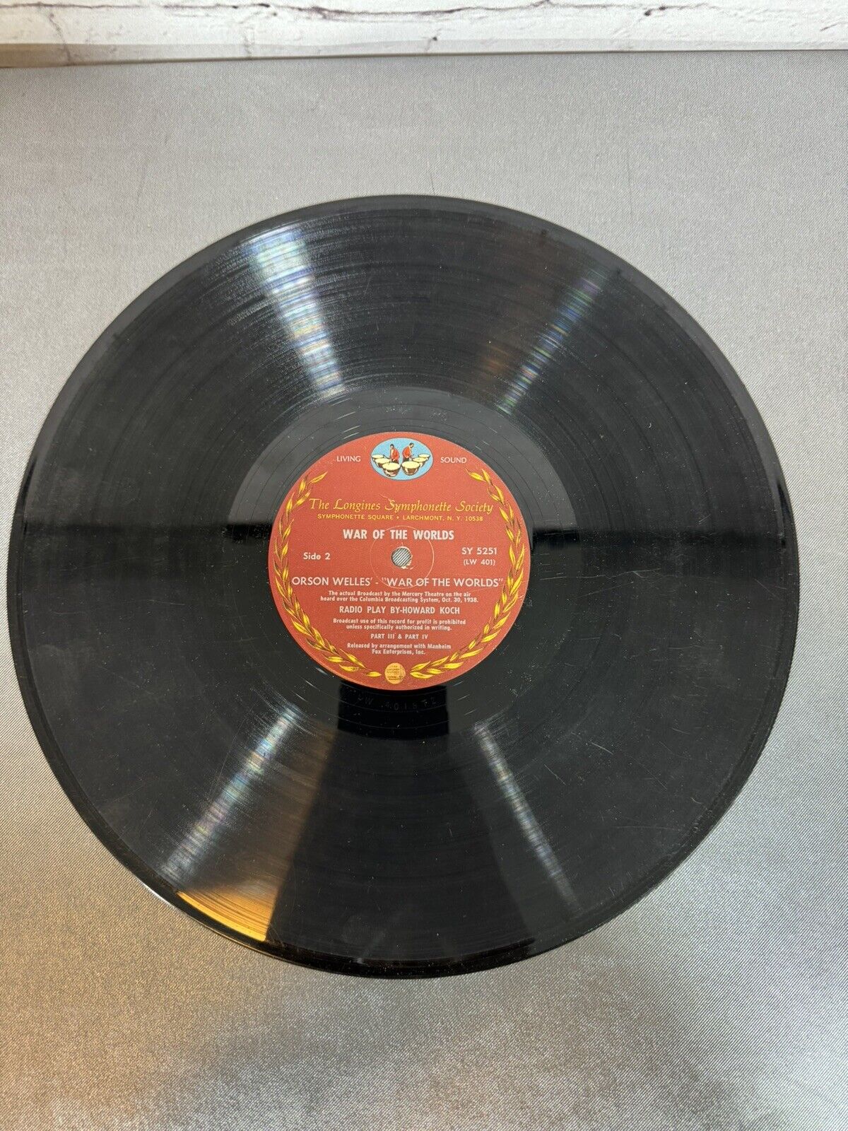 Orson Welles War of the Worlds Broadcast by The Mercury Theatre Vinyl LP SY 5251