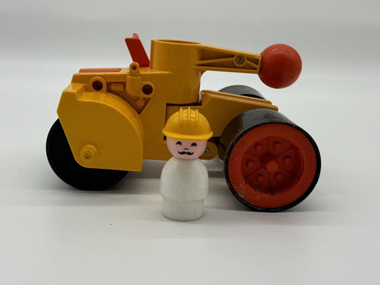 Vintage Fisher Price Steam Roller Side Blade Grader Jumbo Construction 1977 005