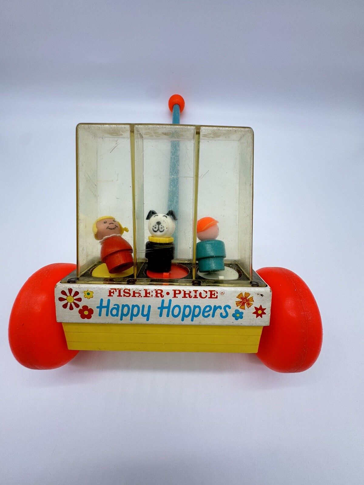 VINTAGE 1969 Fisher Price Happy Hoppers Push Toy #121. Works Great!