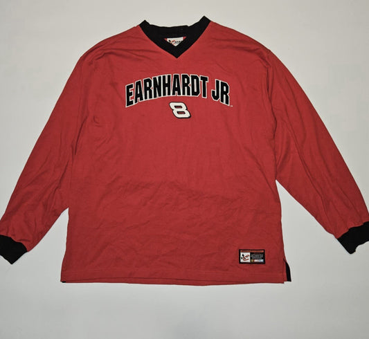 Vintage Dale Earnhardt JR Bud Shirt XL Red Striped Nascar Racing Long Sleeve