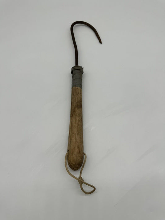 Vintage Short Wooden Handle Fishing Gaff Gaffing Hook