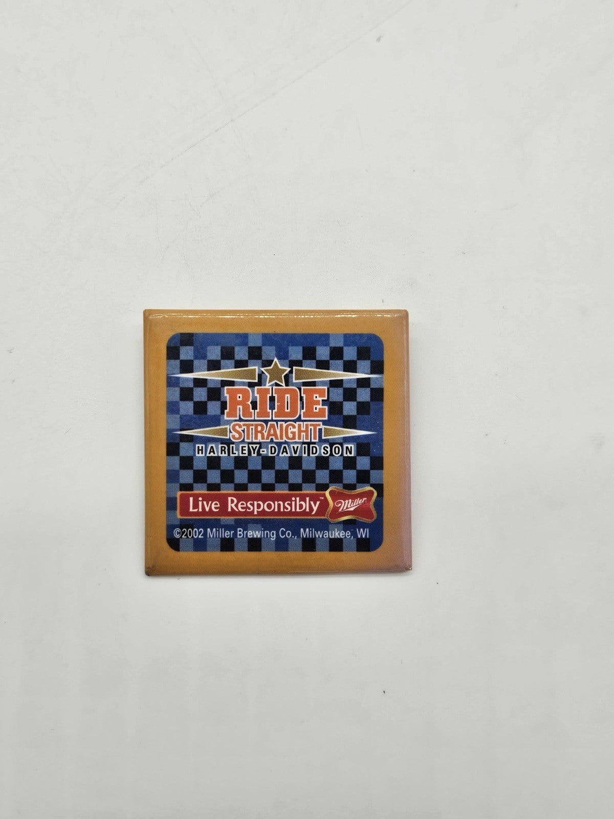 Harley-Davidson “Ride Straight” Miller Brewing 2002 Promo Pin Back Button