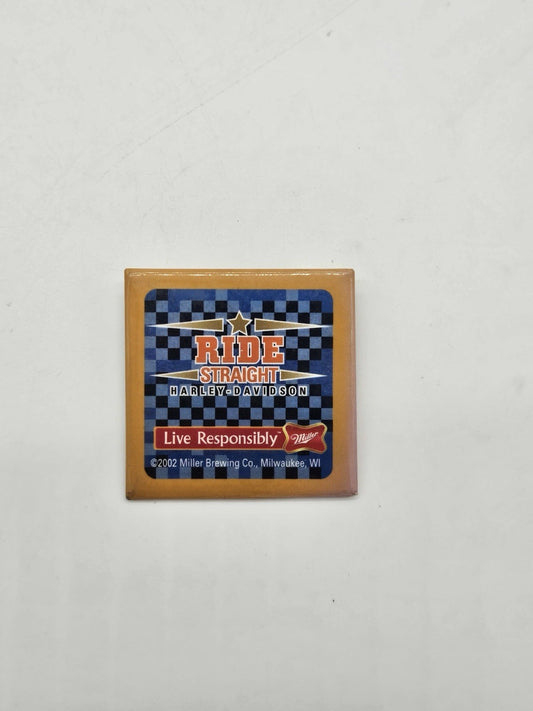 Harley-Davidson “Ride Straight” Miller Brewing 2002 Promo Pin Back Button