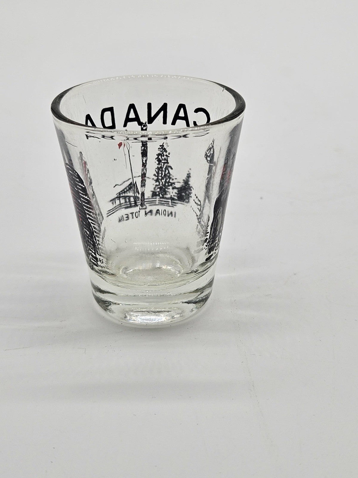 Canada Totem Pole Souvenir Shot Glass Indigenous Chief Vintage