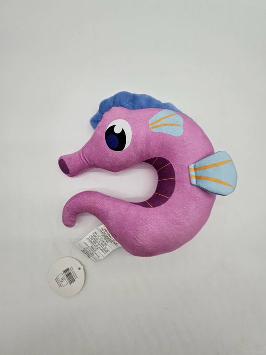 Kids seahorse Neck Pillow 11x11 Plush Travel Cushion Red U Shape Cute NWOT