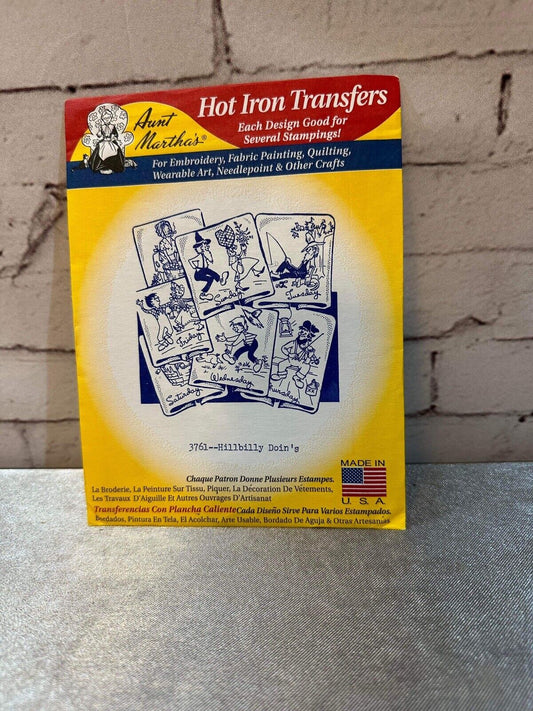 Aunt Martha's Hot Iron Transfers Hillbilly Doins #3761 Tea Towels Embroidery