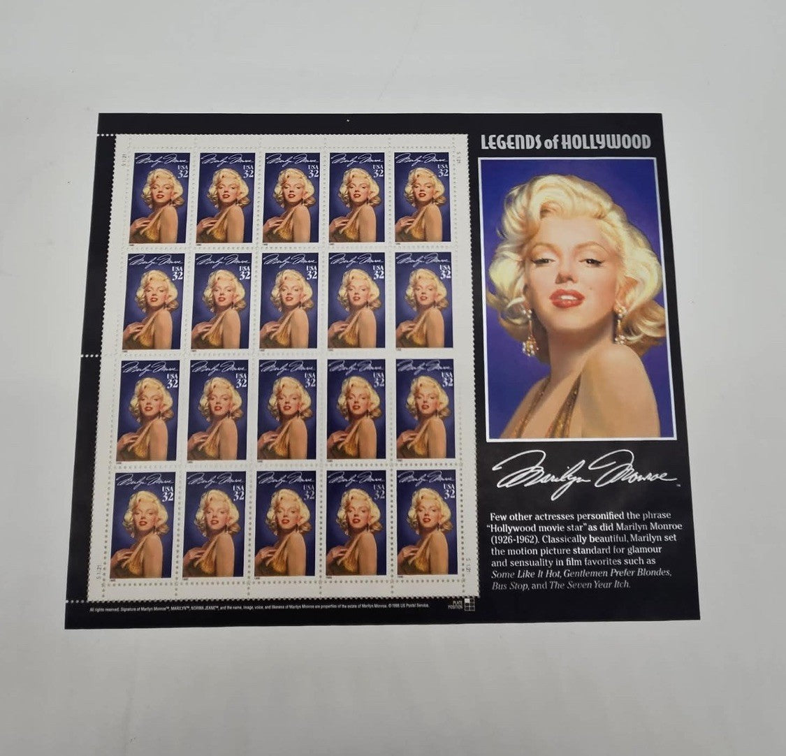 1995 USPS Legends of Hollywood Marilyn Monroe 20-Stamp Sheet