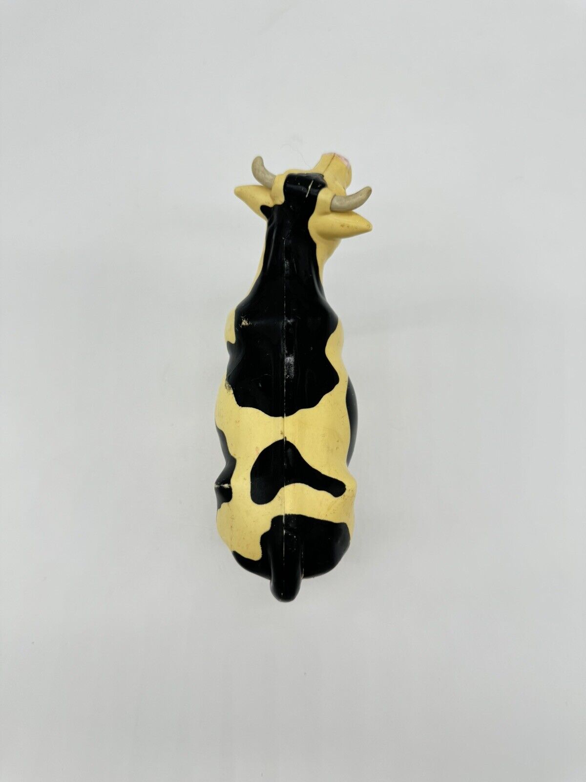 Vintage Plastic Cow Figure Toy Black And White Farm 1996 4"1/4 tall. 7"1/4 long.
