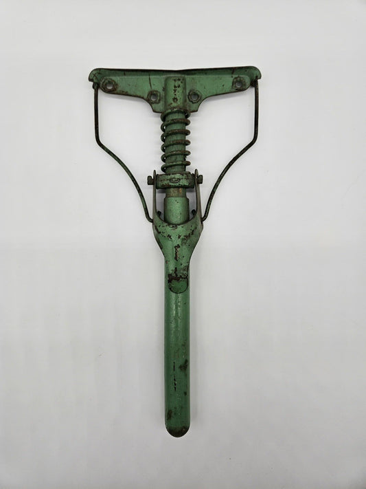 Vintage Spring-Loaded Jar Opener Clamp Tool Green Metal Mountable Kitchen Gadget