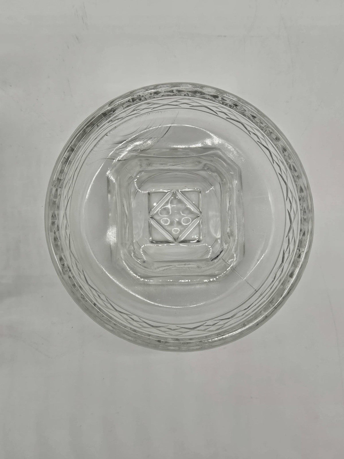 Vintage Anchor Hocking Wexford Clear Glass Canister Jar w/Lid Diamond Pattern 9"