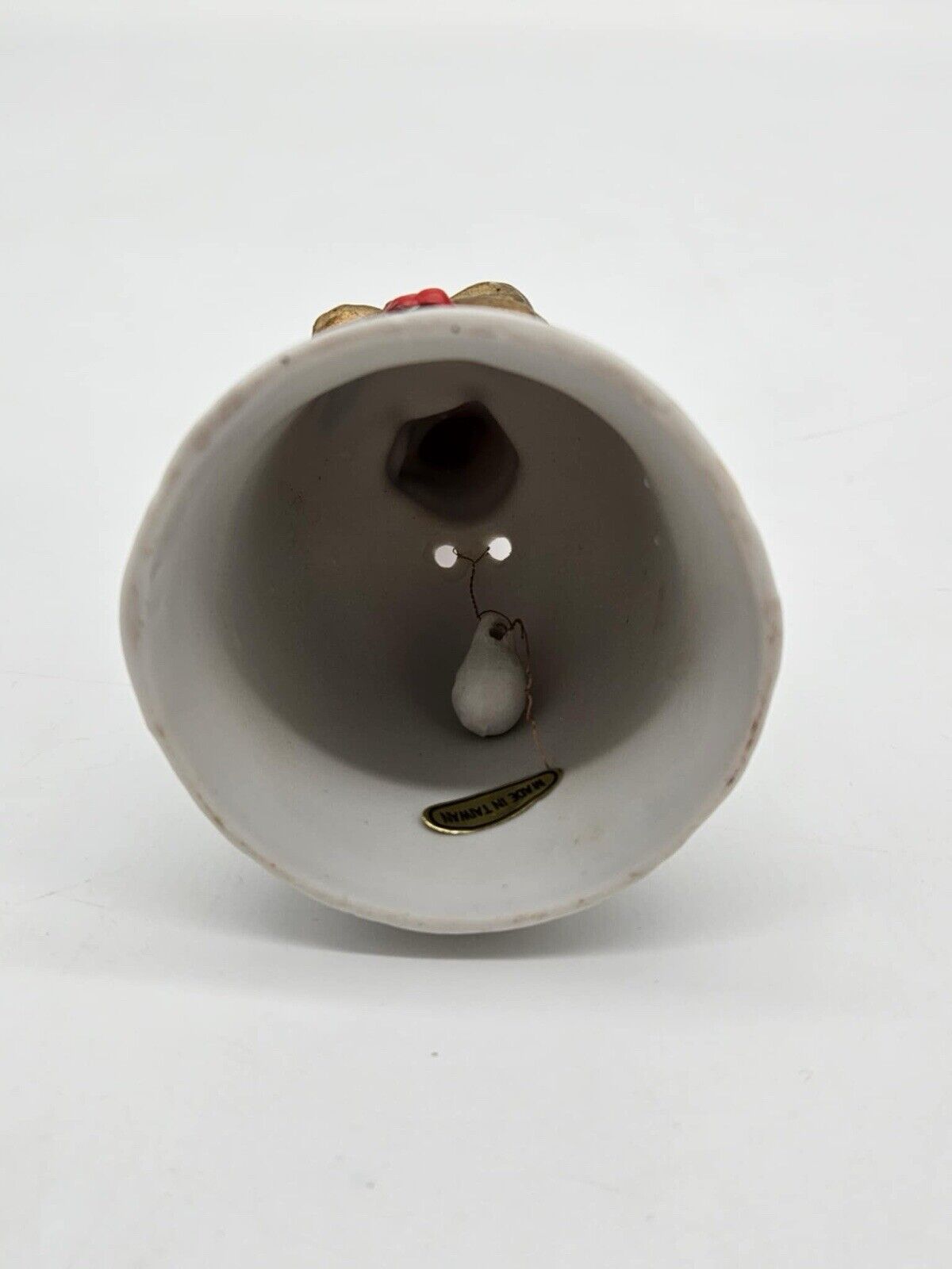 Vintage Christmas Mouse holding candy cane ceramic Bell 4.5"H  (#2)