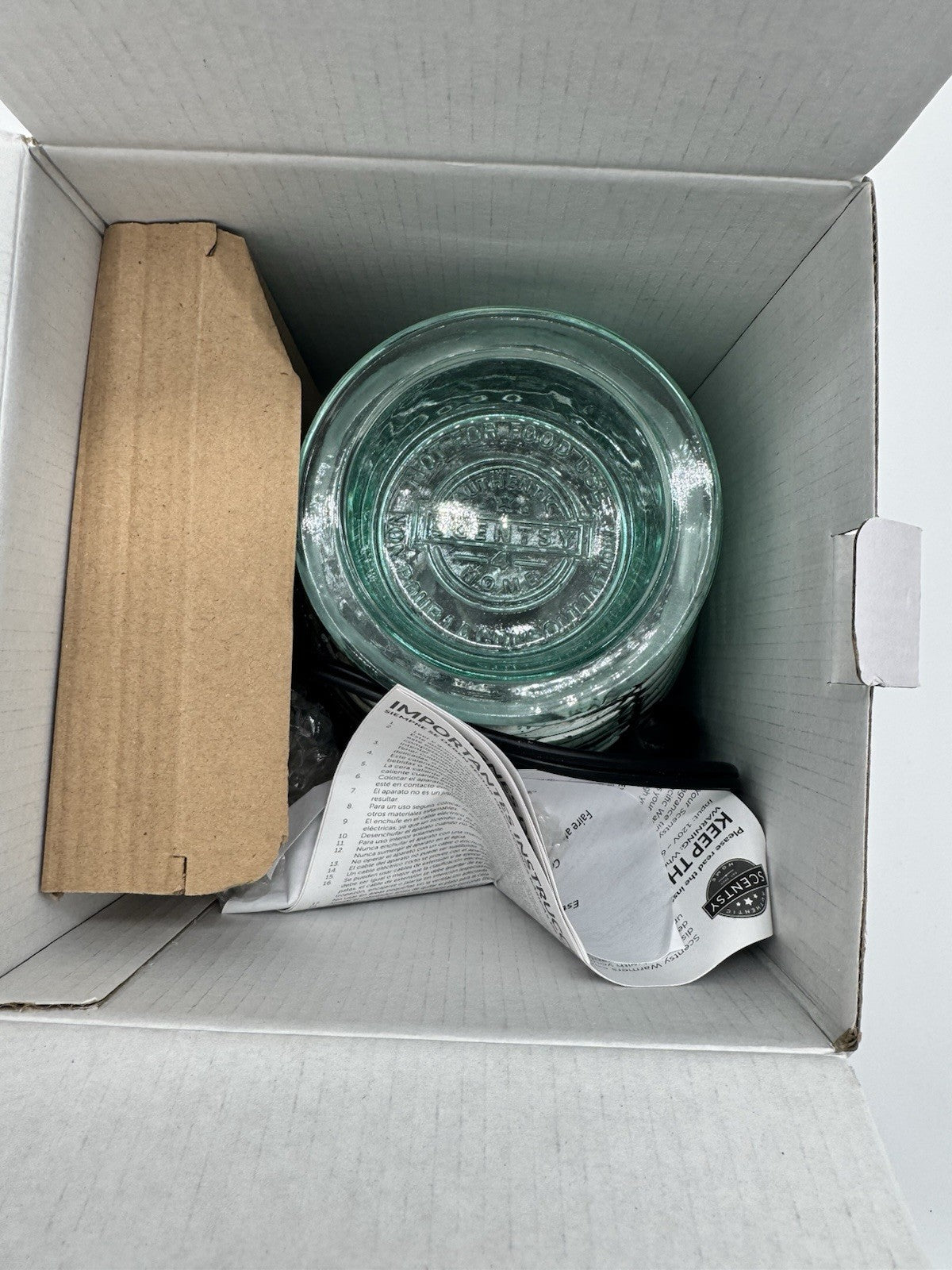 SCENTSY AQUA GLOW WARMER Iridescent Blue Blown Glass