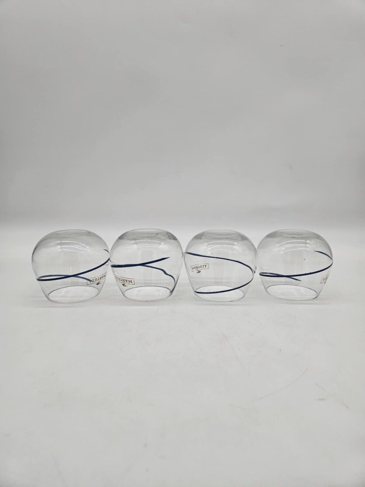 Set of 4 MARTELL COGNAC Crystal GLASSES Balloon SNIFTER Roly Poly Cordon Bleu