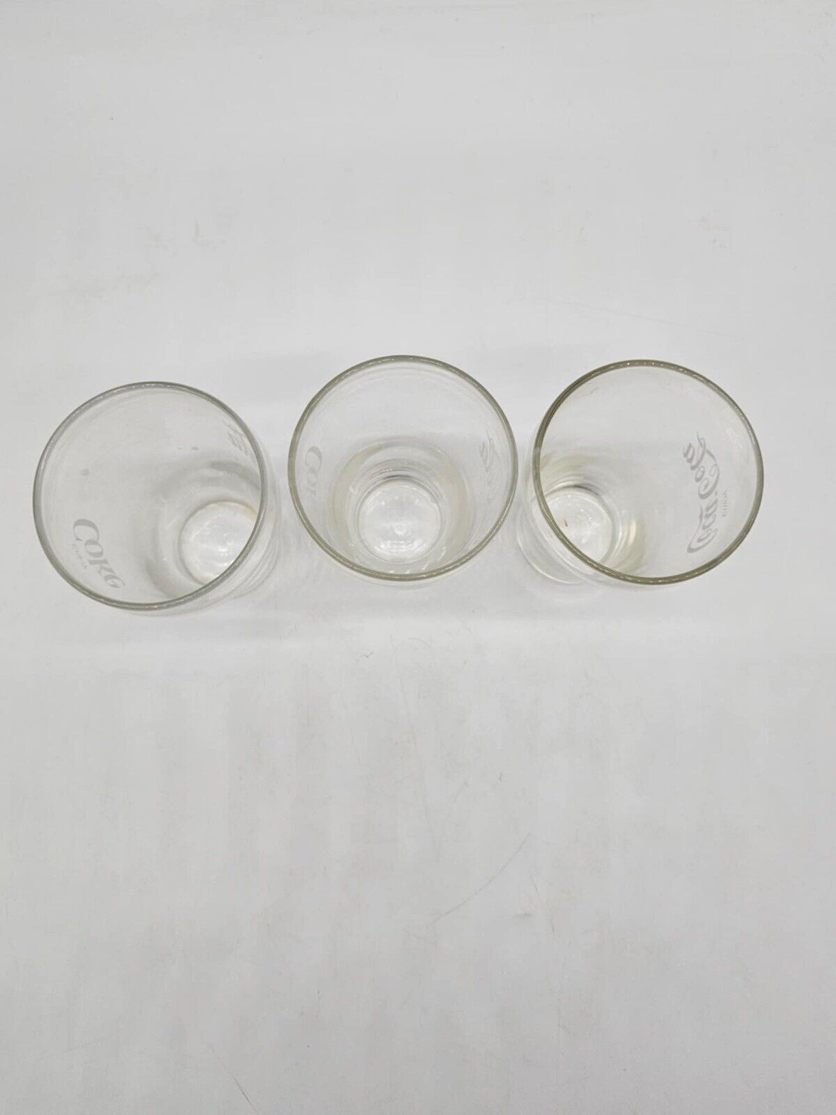 VINTAGE Set of 4 Enjoy COKE/Enjoy COCA COLA WHITE LABEL DRINKING GLASSES