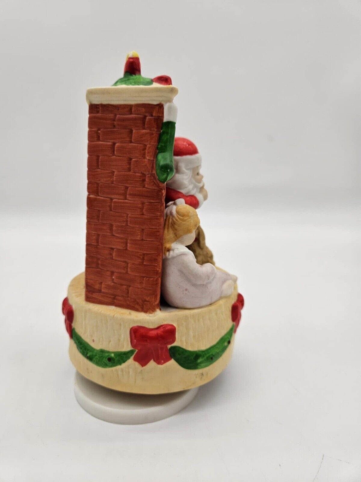 JSNY Santa Claus Ceramic Figurine Rotating Music Box - Holiday Christmas Decor