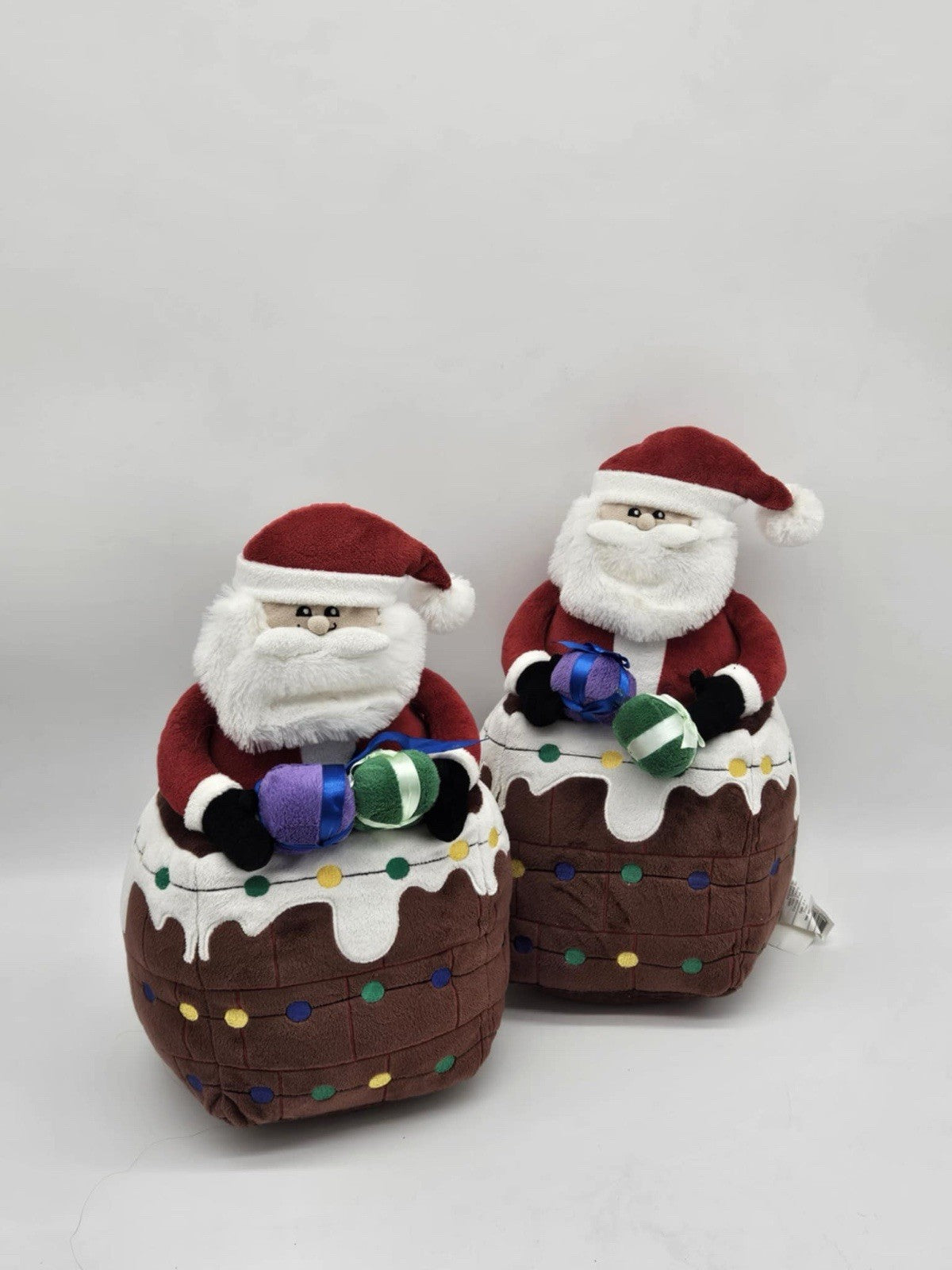 Set of 2 Santa Plush Going Down the Chimney 16"