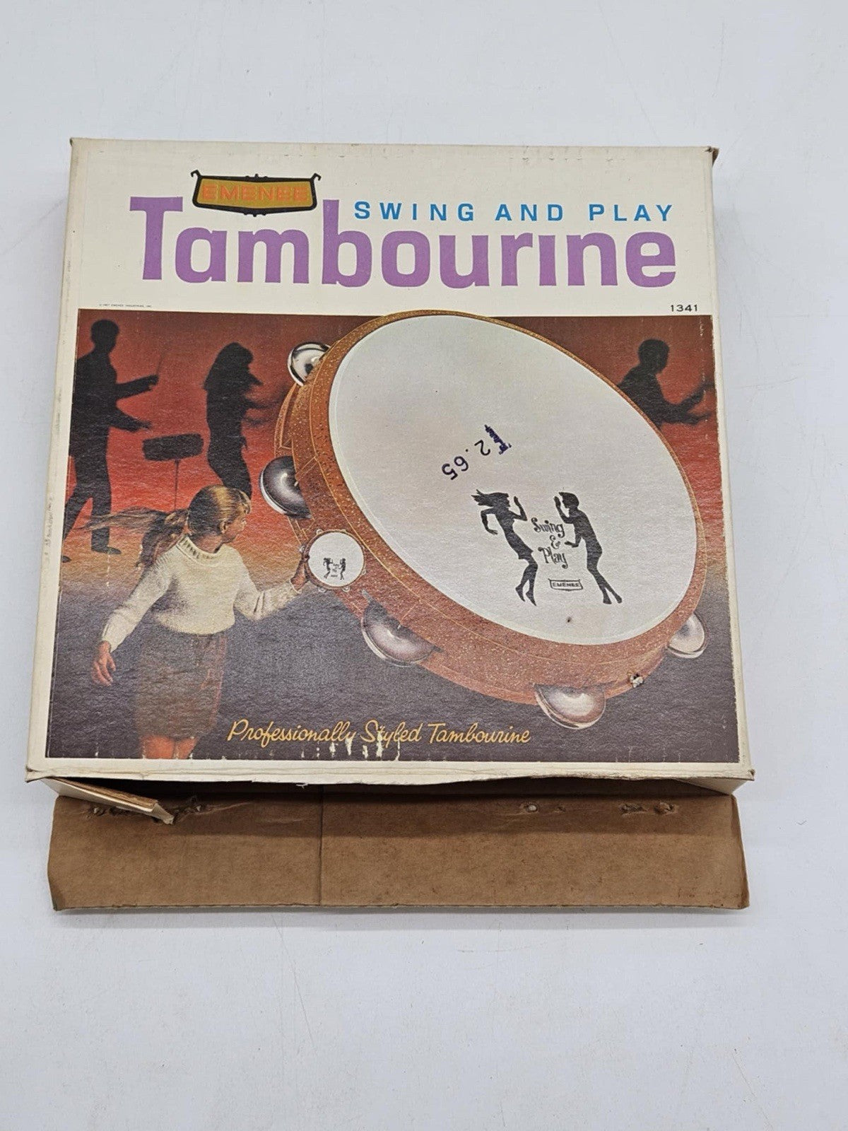 Emenee Vintage Swing And Play Yellow Plastic Music Hand Shake Closed Tambourine