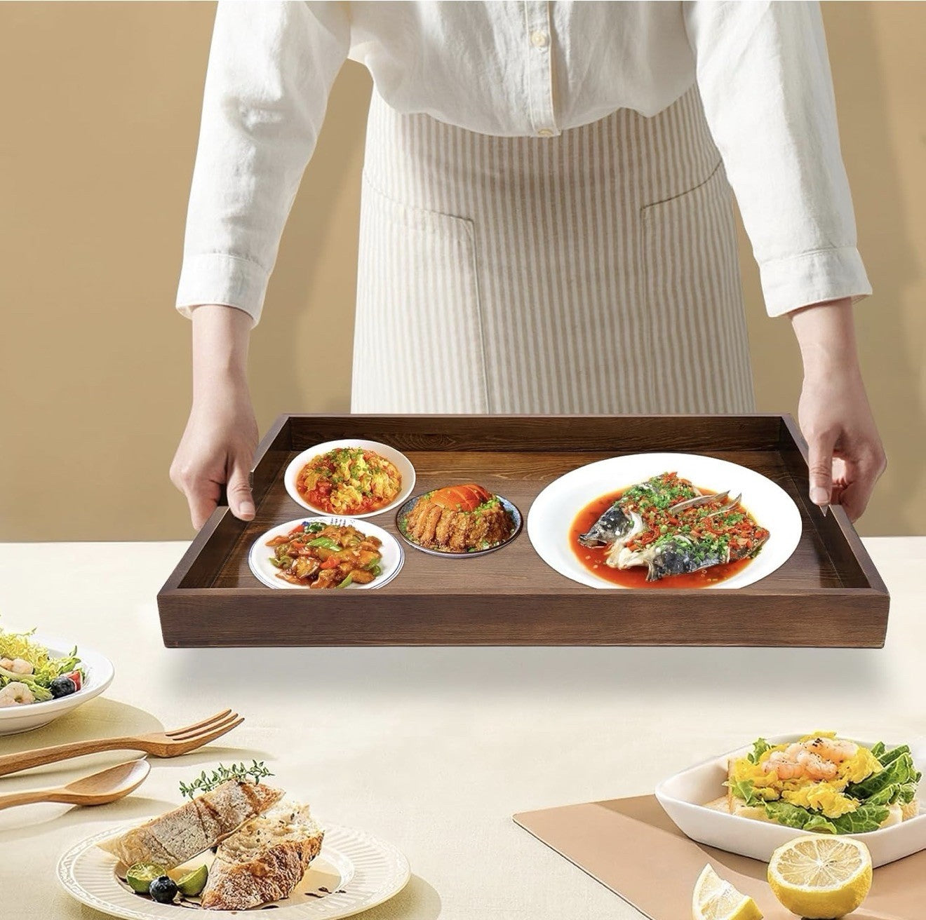 Wooden Noodle Board Stove Cover with Handles for Gas and Electric Stoves