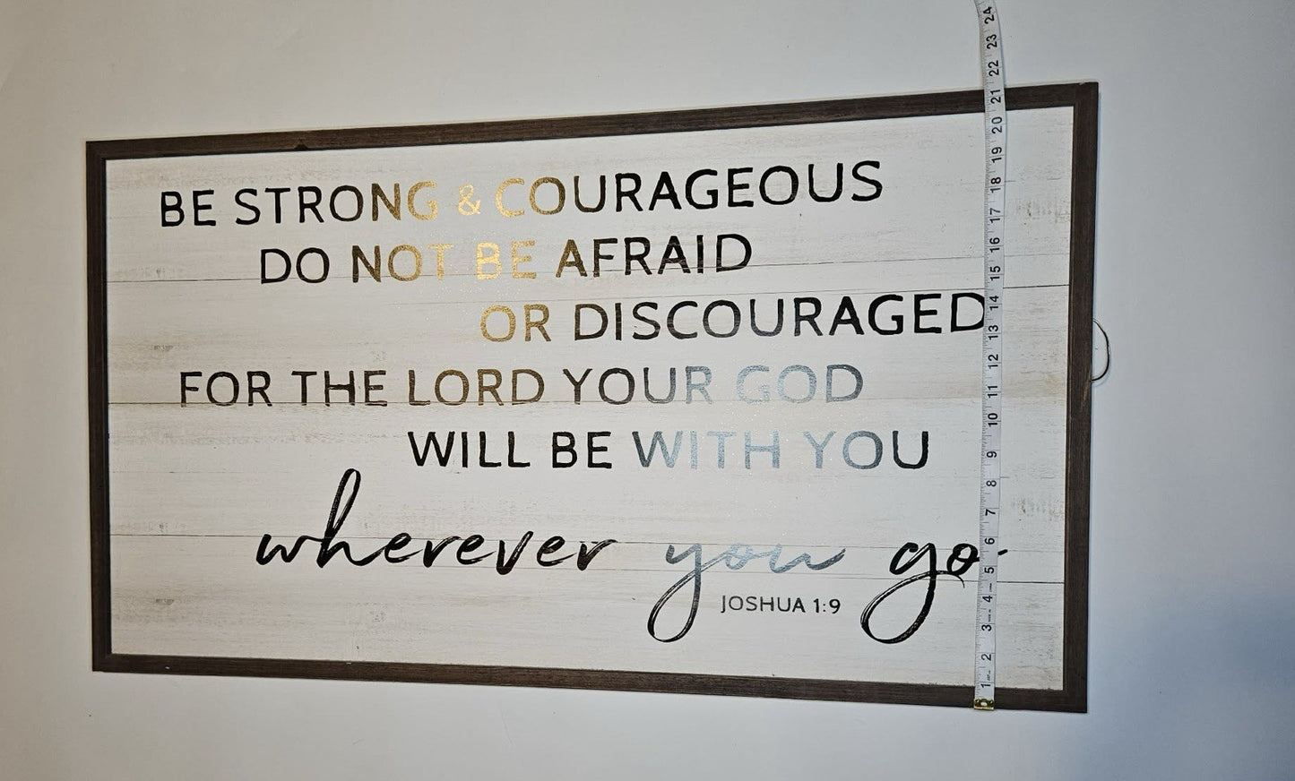 Large Joshua 1:9 Christian Wall Decor Be Strong & Courageous Wooden Sign
