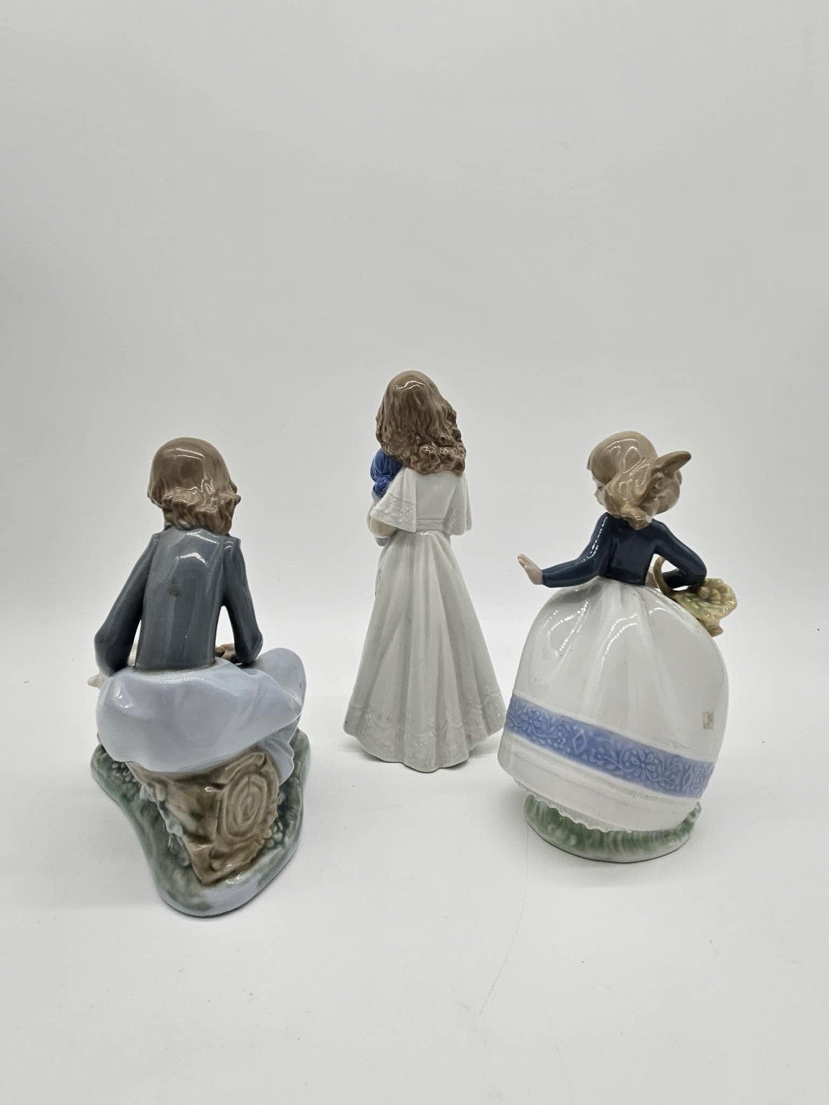 Lot of 3 NAO by Lladro Porcelain Girl Figurines Bunny Rabbit Doll Basket
