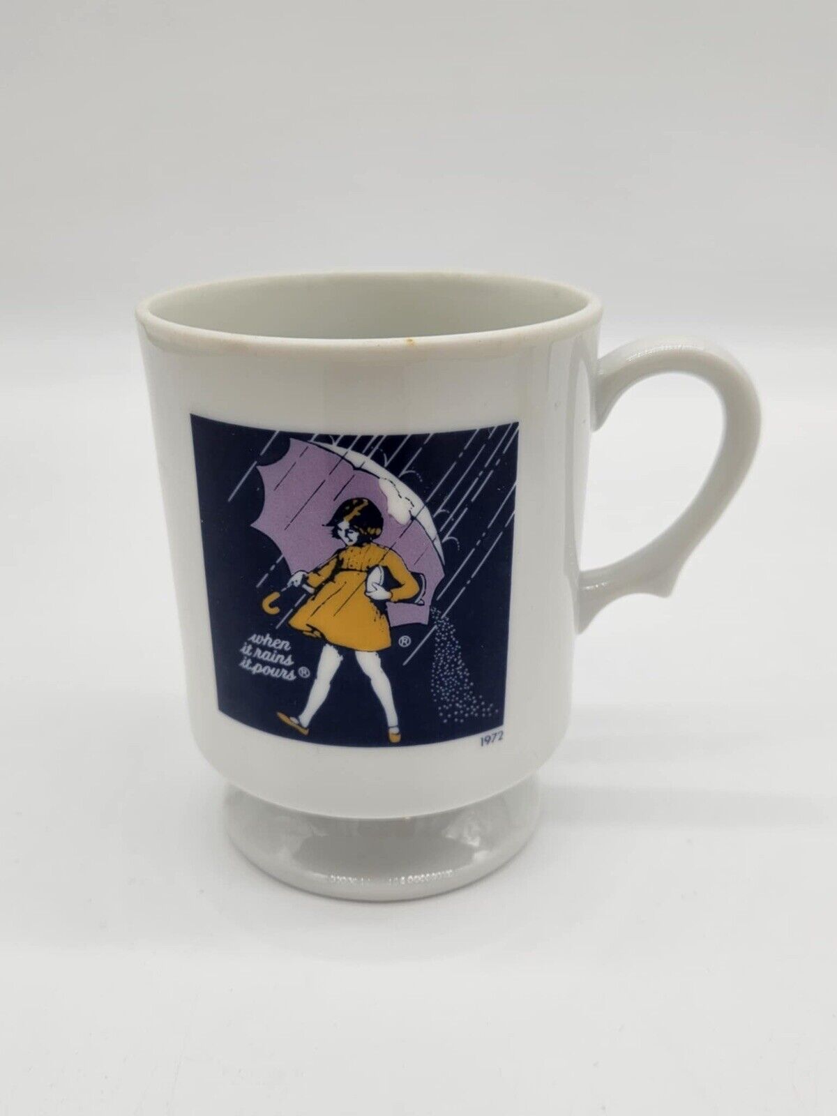Vintage LOT OF 4 Morton Salt Girl Ad Coffee Pedestal Mugs